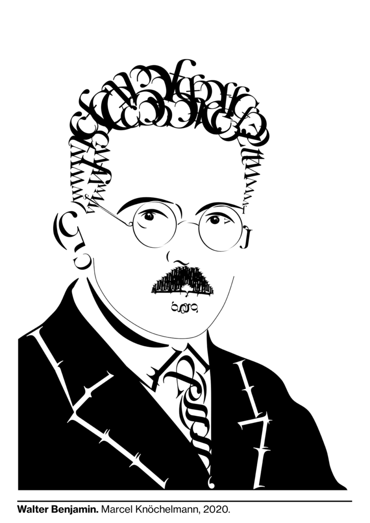 Walter Benjamin. Typographisches Portrait von Marcel Knöchelmann